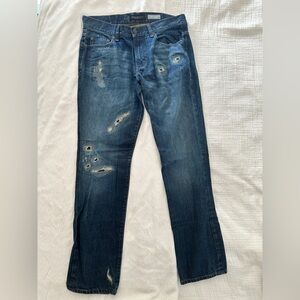 Aeropostale Men's Slim Distressed Dark Blue Jeans